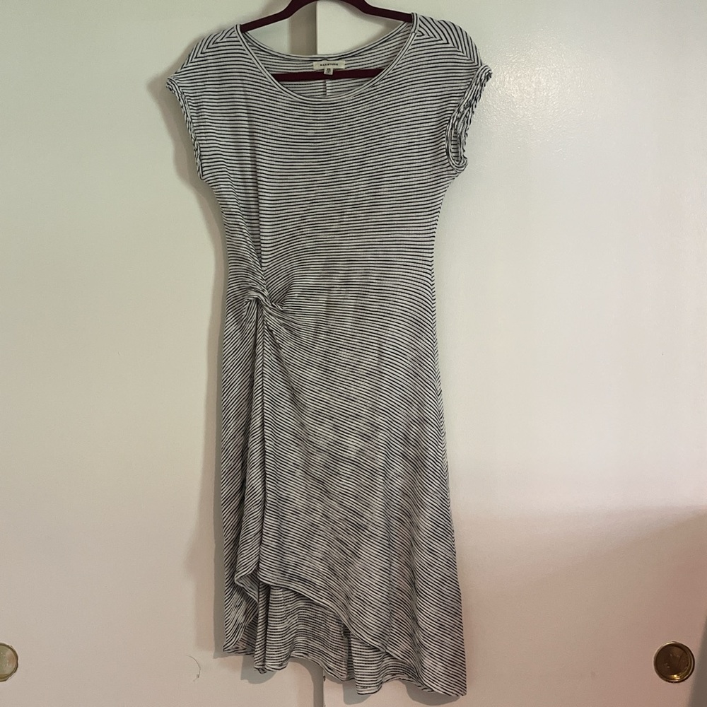 Max Studio Gray Asymmetrical Ruched Sheath Dress